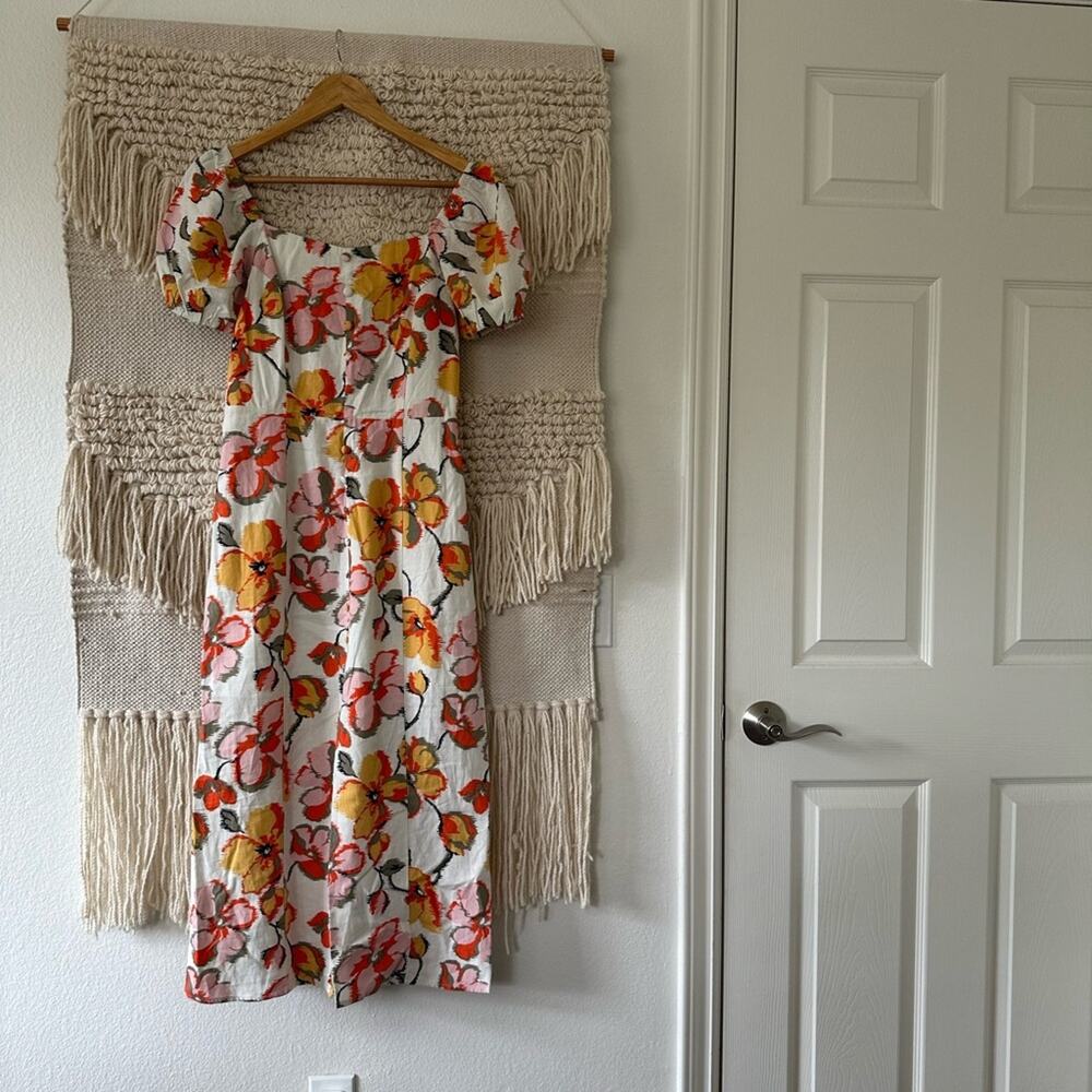 Moon River Puff Sleeve Midi Dress